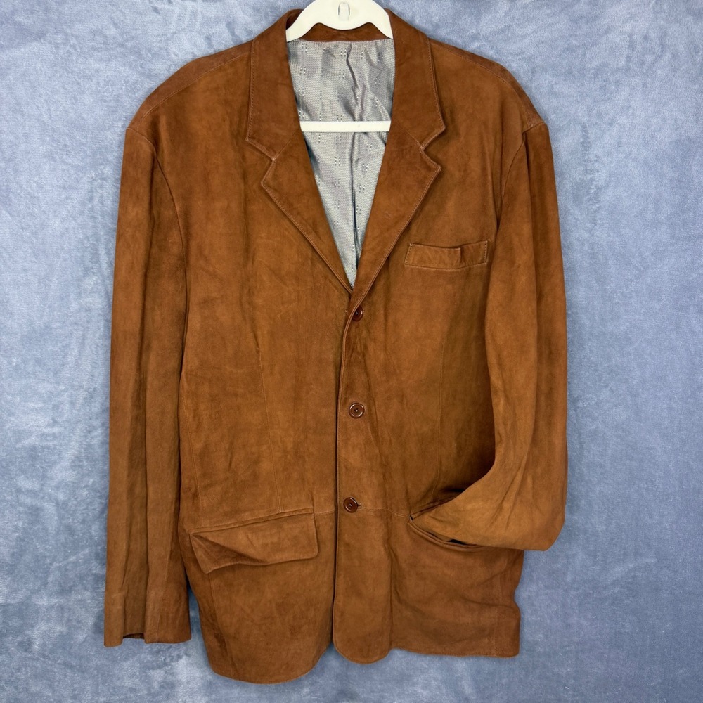 Missani Le Collezioni Suede Leather Jacket Blazer Mens 42R Brown 3 Button